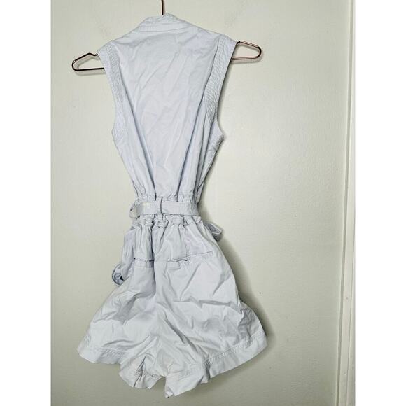 DEREK LAM x RTR Blue Light Cotton Sleeveless Tie Waist Romper Size 36 - Picture 10 of 14